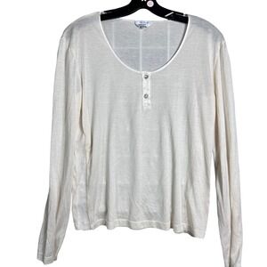 MaxMara Womens Cream Long Sleeve Henley Top with Embellished Side Panel Italy L